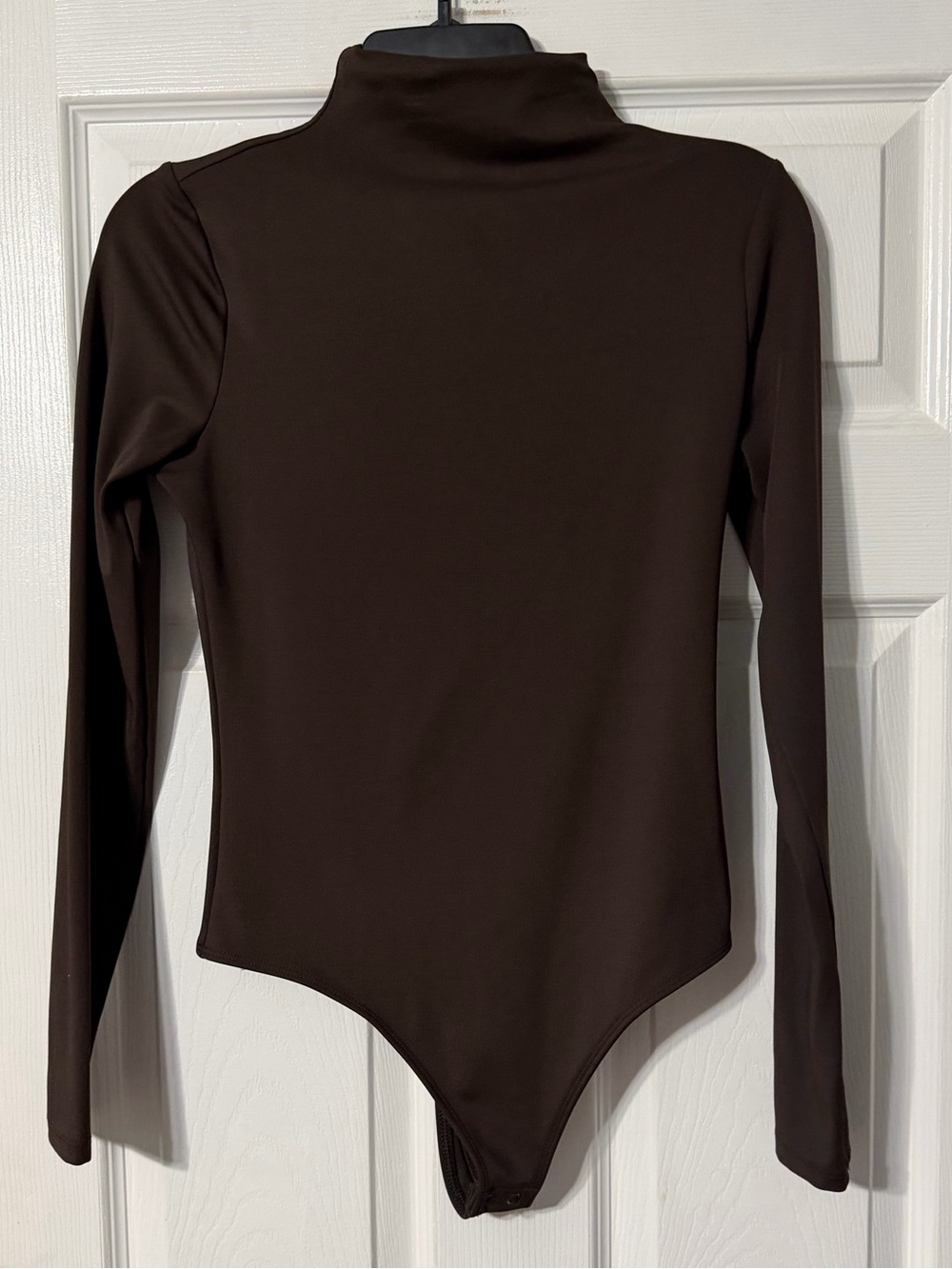 Express Body Contour Long-Sleeve Brown Mock Neck One-Piece Bodysuit